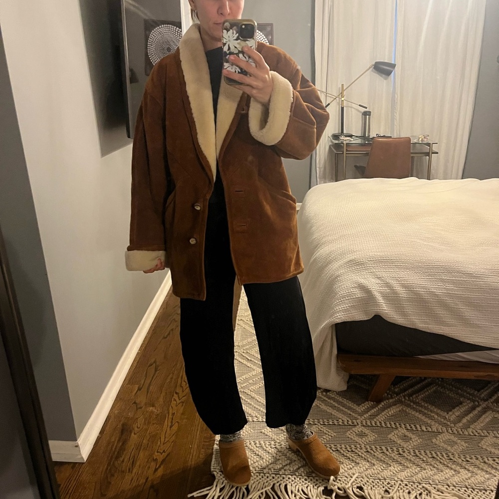 Genuine leather and shearling coat size 4